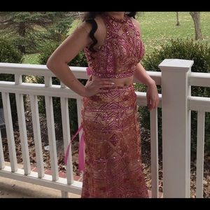 Sherri Hill Pink Beaded Prom Dress